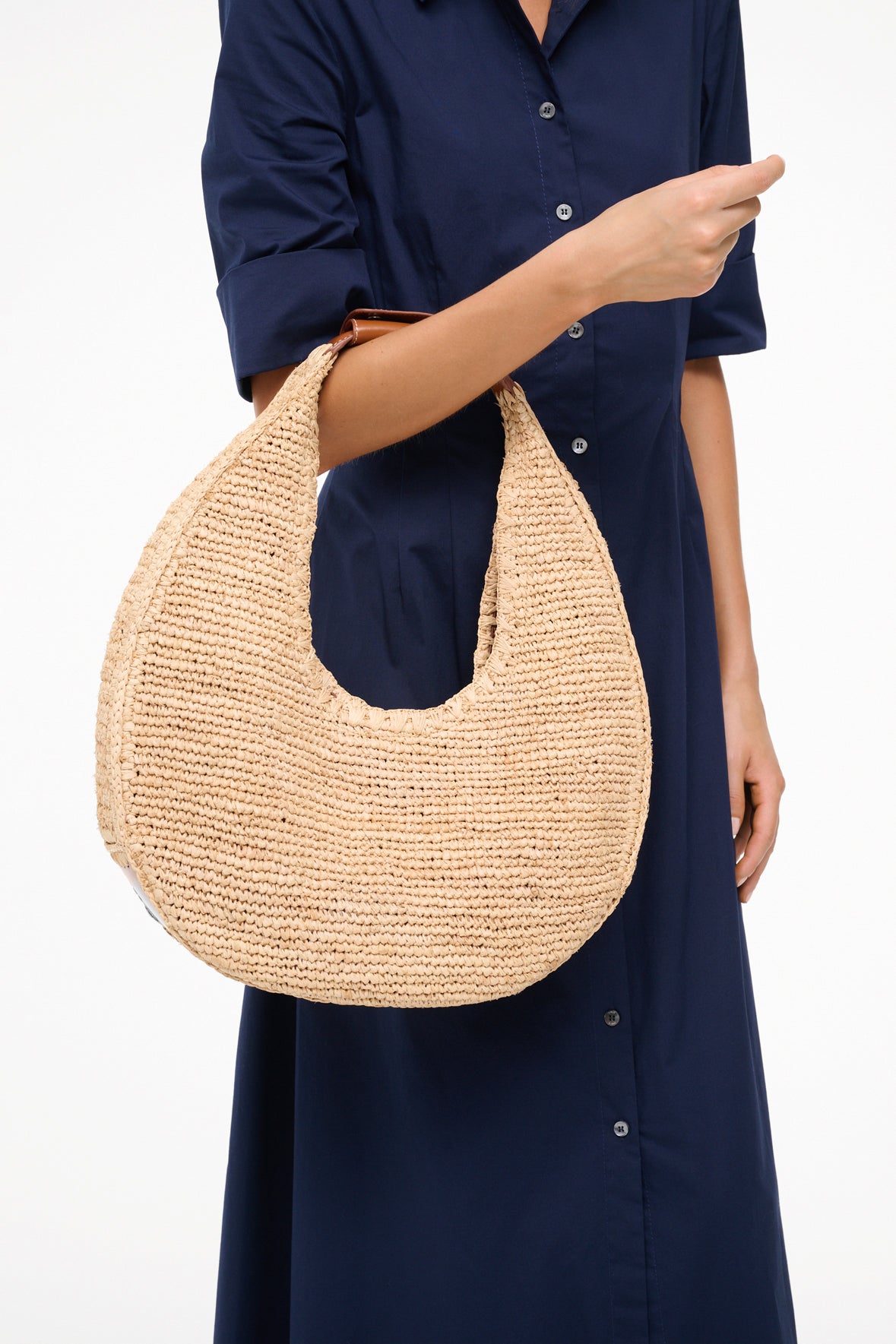 Image MOON RAFFIA BAG | NATURAL RAFFIA 4 of 5 and Clicking this image will trigger a zoom pop-up