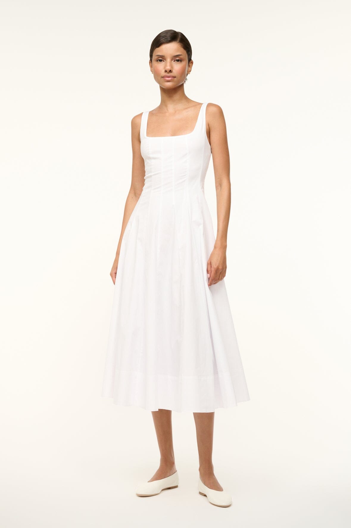 Image WELLS DRESS | WHITE 1 of 5 and Clicking this image will trigger a zoom pop-up