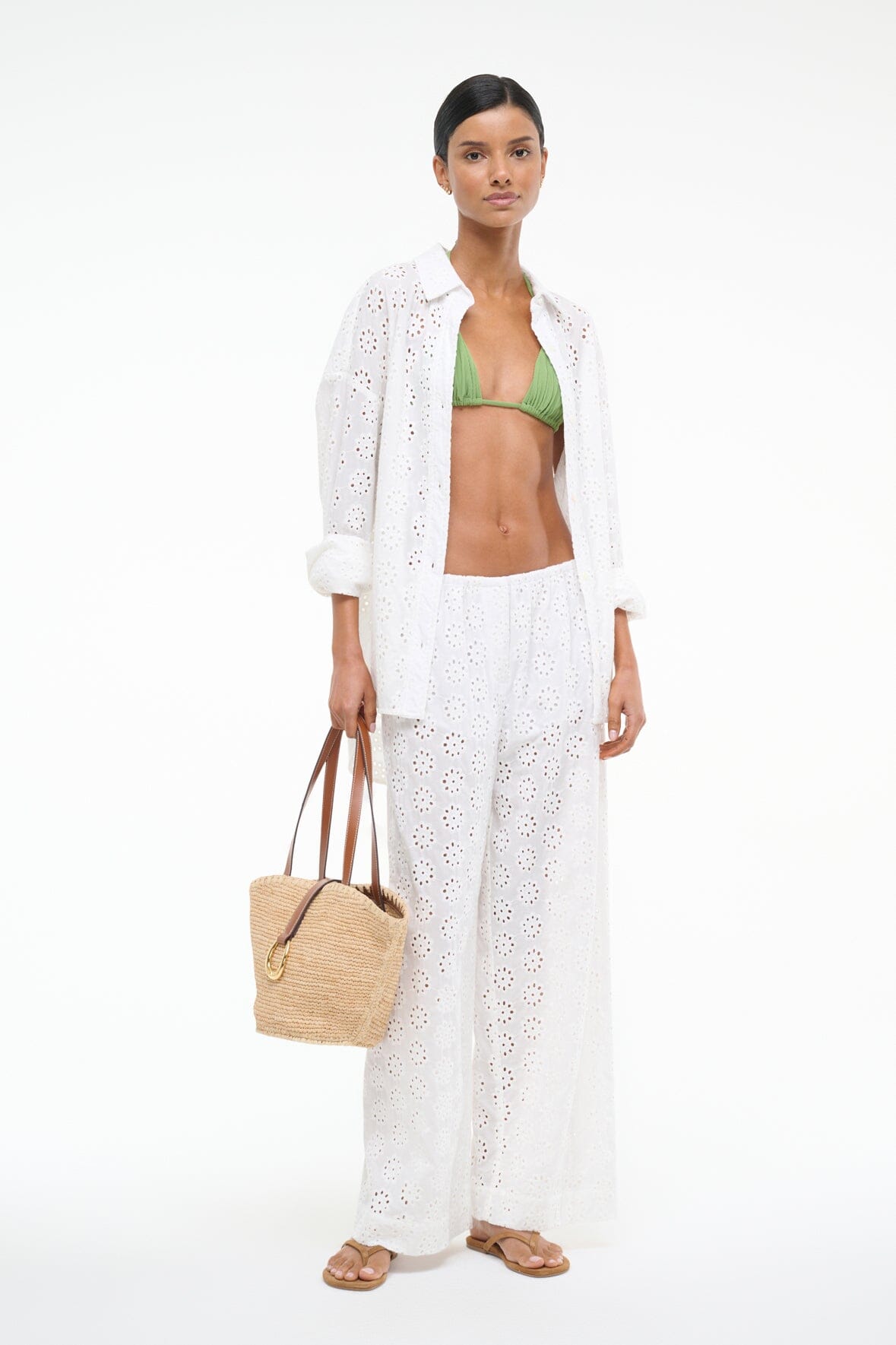 Image BONFIRE PANT | WHITE EYELET 1 of 6 and Clicking this image will trigger a zoom pop-up