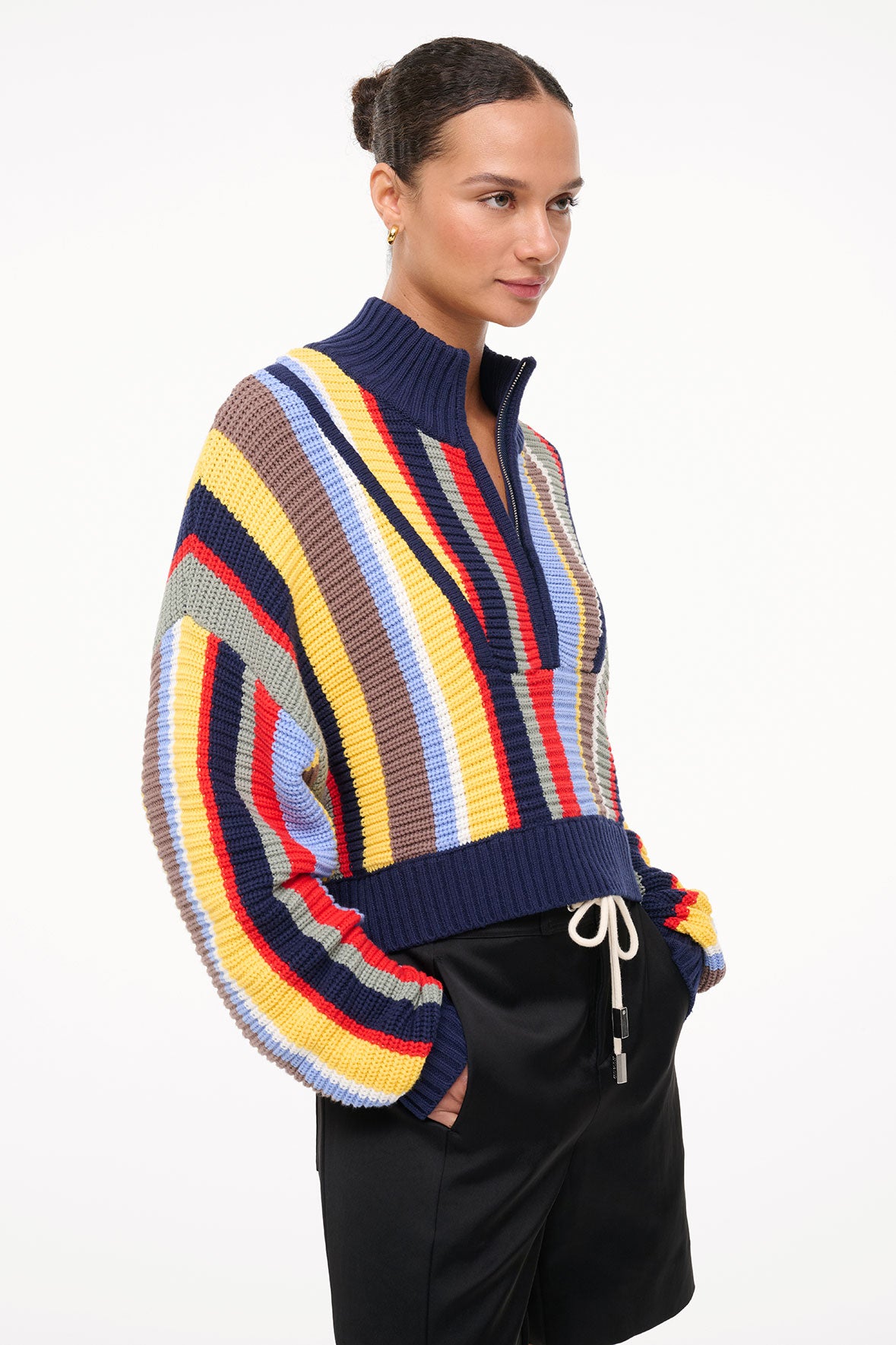 Image CROPPED HAMPTON SWEATER | MARKET STRIPE 2 of 6 and Clicking this image will trigger a zoom pop-up