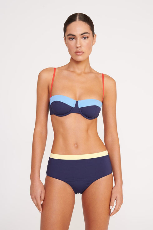 Go to DEVON HIGH RISE BIKINI BOTTOM NAVY COLORBLOCK view 1