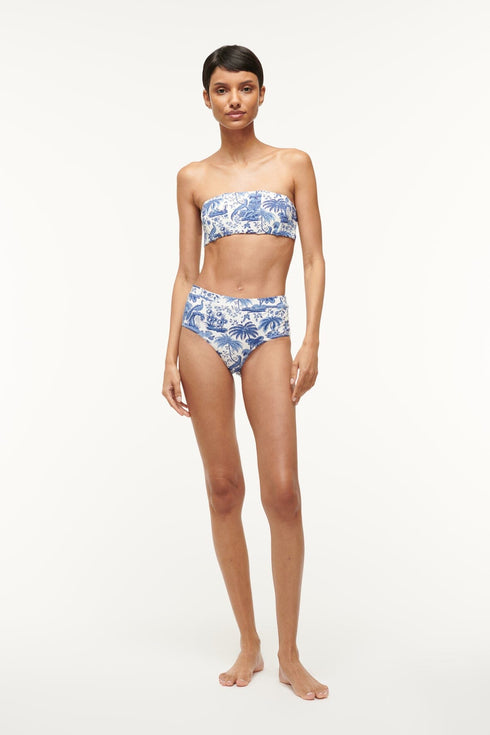 Go to DEVON HIGH RISE BIKINI BOTTOM BLUE TOILE view 1